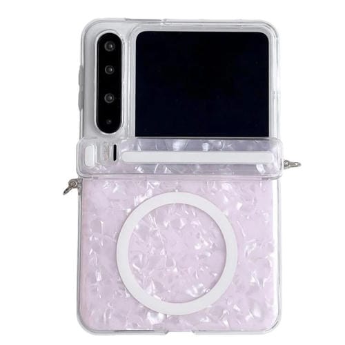 Funda MagSafe con textura perlada y hebilla lateral para Huawei Pura X (rosa)