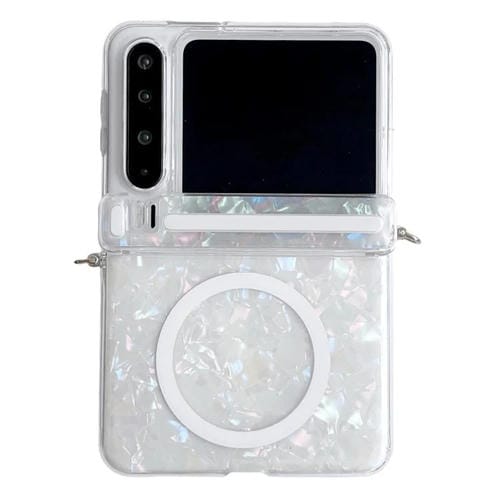 Funda MagSafe con textura perlada y hebilla lateral para Huawei Pura X (beige)