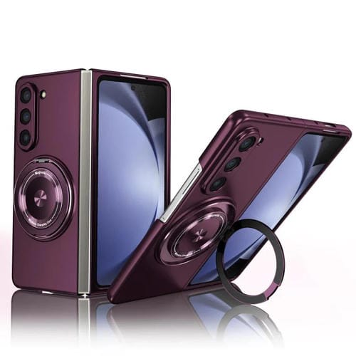 Funda para Samsung Galaxy Z Fold6 con soporte giratorio MagSafe Kalebol para PC (rojo vino)