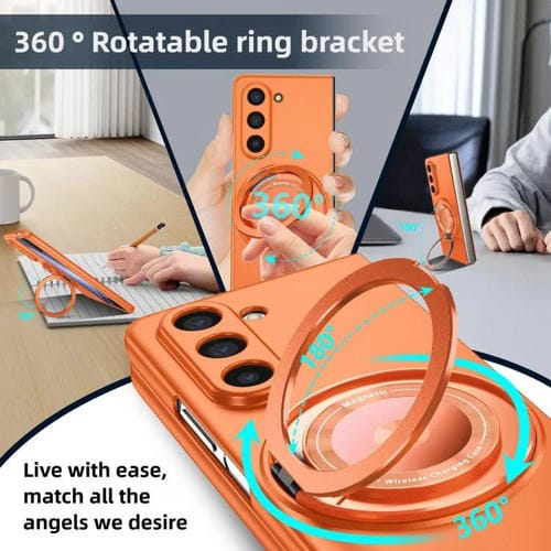 Funda para Samsung Galaxy Z Fold6 con soporte giratorio MagSafe Kalebol para PC (roja)