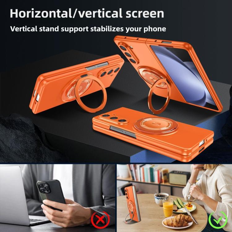 Funda de PC con soporte giratorio Kalebol MagSafe para Samsung Galaxy Z Fold5 (verde oscuro)