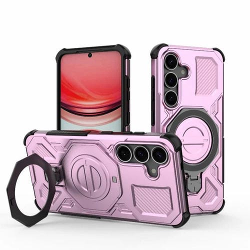 Funda magnética de TPU y PC MagSafe de color sólido para Samsung Galaxy S25 5G J-20 (rosa)