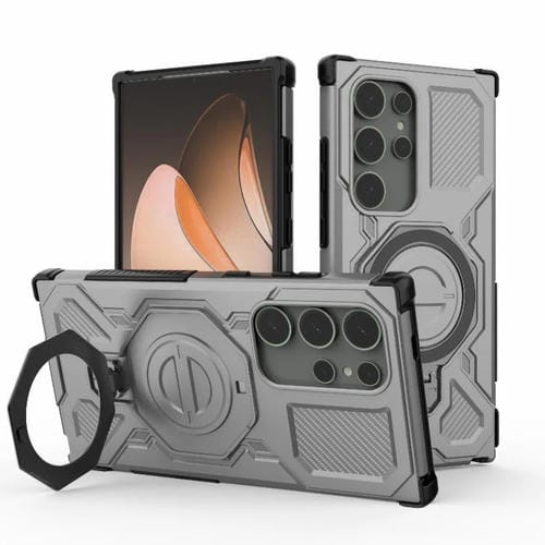 Funda magnética de TPU y PC MagSafe de color sólido para Samsung Galaxy S24 Ultra 5G J-20 (gris)