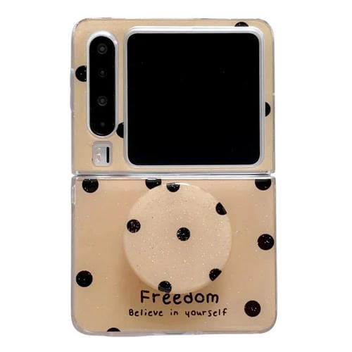 Funda con soporte para Huawei Pura X con diseño de puntos brillantes (dorada)