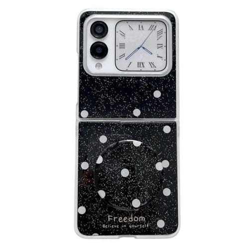 Funda con purpurina y puntos para Huawei Nova Flip (negro)