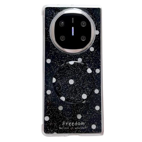 Funda con estampado de puntos brillantes y soporte para Huawei Mate X3/X5 (negra)