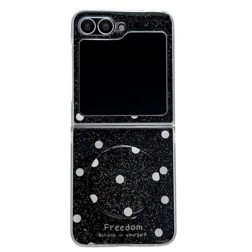 Funda con soporte para Samsung Galaxy Z Flip6 con diseño de puntos brillantes (negro)