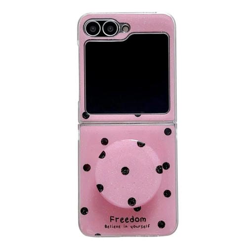 Funda con soporte para Samsung Galaxy Z Flip6 con diseño de puntos brillantes (rosa y rojo)