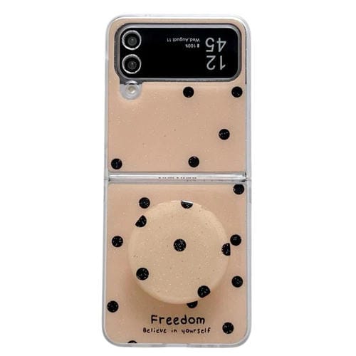 Funda con soporte para Samsung Galaxy Z Flip4 con diseño de puntos brillantes (dorada)