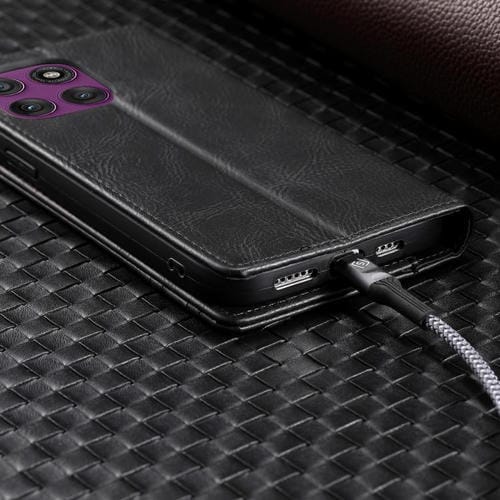 Funda de cuero magnético con textura retro RFID TTUDRCH para Motorola Edge 60 Pro (negro)