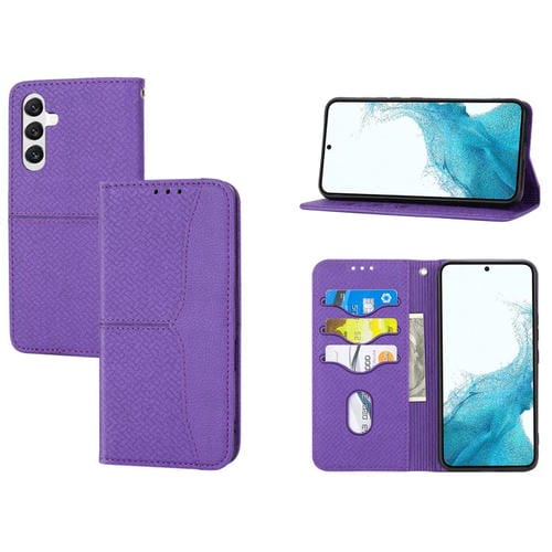 Funda de cuero magnético con textura tejida y costuras para Samsung Galaxy A17 5G/A26 5G (morado)
