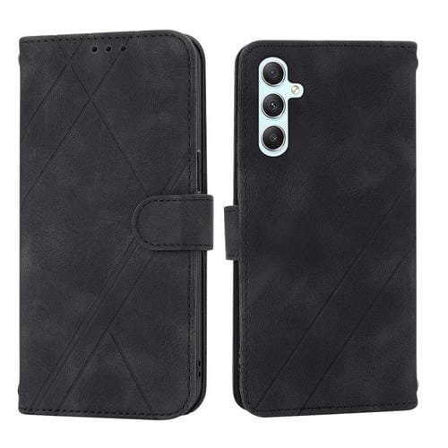 Funda de cuero con relieve y cordón para Samsung Galaxy A17 5G / A26 5G (negra)
