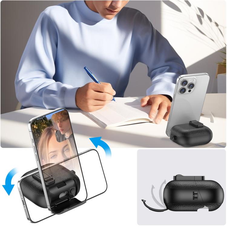 Funda de cuero con textura para auriculares inalámbricos Samsung Galaxy Buds 3/Buds 3 Pro, con gancho y soporte (verde militar)