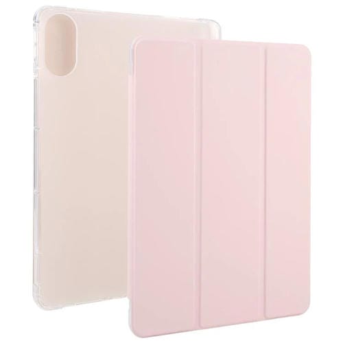 Funda de cuero inteligente de TPU transparente de 3 pliegues para Xiaomi Redmi Pad 2 con ranura para bolígrafo (rosa arena)