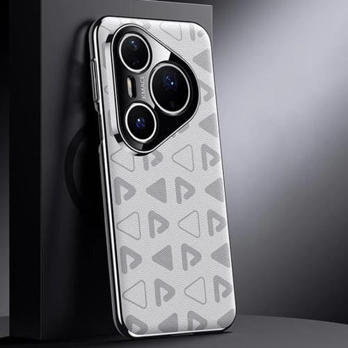 Funda de PC de cuero liso para Huawei Pura 80 Ultra 5G Pinewood II Series (blanca)