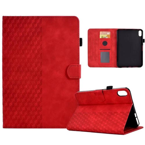 Funda de cuero con relieve rombos para Xiaomi Redmi Pad 2 (roja)