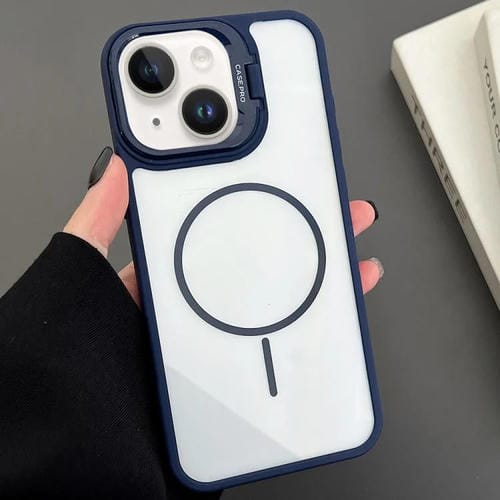 Funda magnética MagSafe para iPhone 13 con soporte para lente de PC (azul)