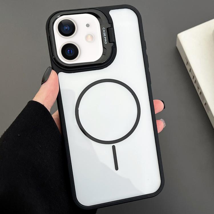 Estuche magnético MagSafe para iPhone 11 con soporte para lente de PC (negro)