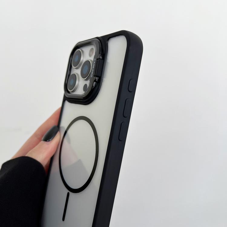 Funda magnética MagSafe para iPhone 16 Pro Max con soporte para lente de PC (negro)