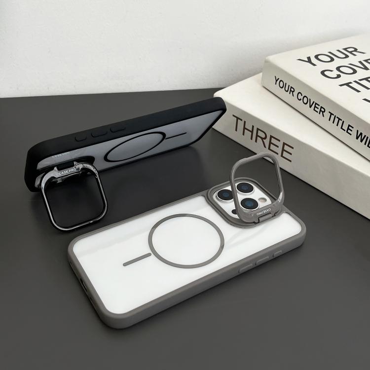 Estuche magnético MagSafe para iPhone 16 con soporte para lente de PC (negro)