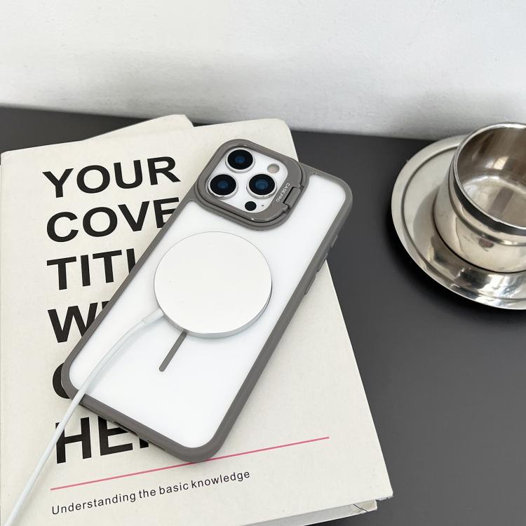 Funda magnética MagSafe para iPhone 11 con soporte para lente de PC (gris)