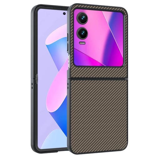 Funda ultrafina con textura de fibra de carbono para Infinix Zero Flip (dorada)