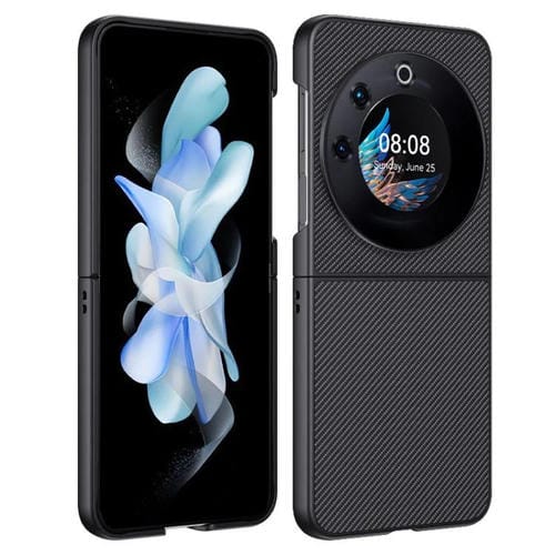 Funda ultrafina con textura de fibra de carbono para Tecno Phantom V Flip (negra)