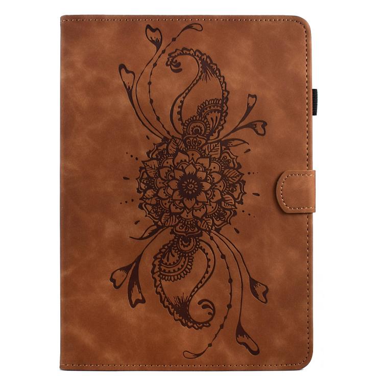 Funda de cuero inteligente con relieve Mandala para Xiaomi Redmi Pad 2 (marrón)