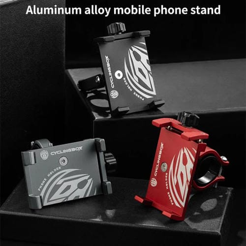 Soporte de teléfono para motocicleta, bicicleta y navegación, de aleación de aluminio, resistente a golpes (rojo)