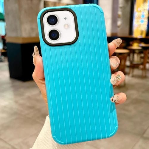 Funda MagSafe de cobertura total para iPhone 11 con diseño inspirado en equipaje (azul claro)