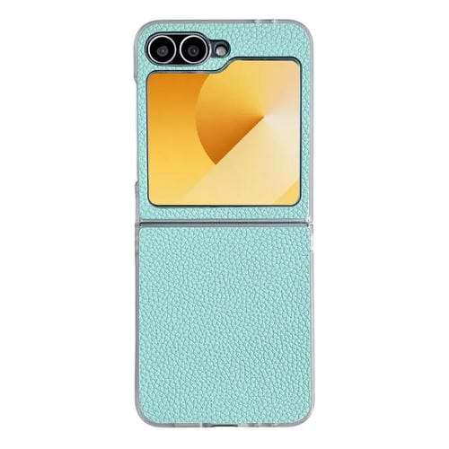 Funda de cuero transparente con textura de lichi para Samsung Galaxy Z Flip5 (verde menta)