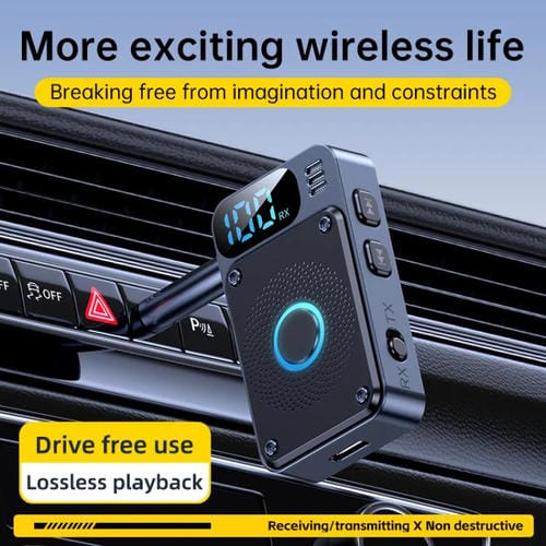 Adaptador de audio inalámbrico JS2 2 en 1 para coche, receptor y transmisor de audio de 3,5 mm (negro)