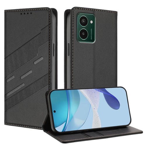 Funda de cuero retro con relieve para teléfono HMD Pulse Pro (negro)