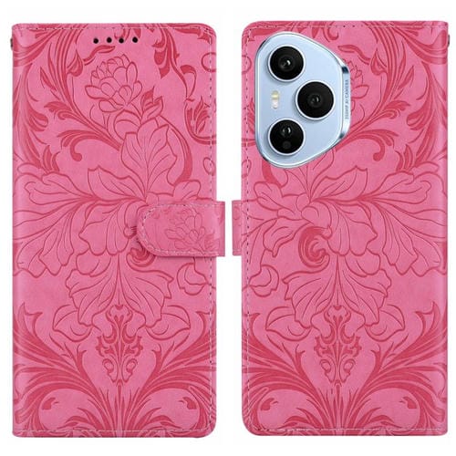 Funda de cuero con estampado floral en relieve para Honor 400 Pro Global (160,8 mm) (rosa)