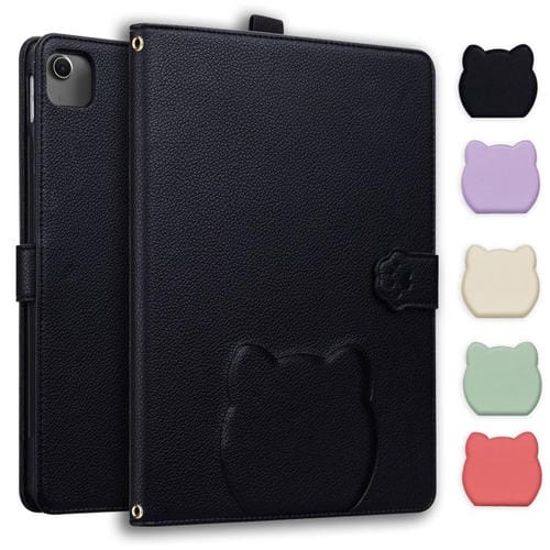 Funda inteligente de piel de lichi con tacto de gato para iPad Air 13 (2025/2024) (negra)