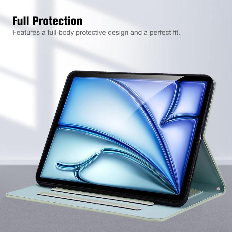 Funda inteligente de piel de lichi con tacto de gato para iPad Pro 13 (2024) (verde)