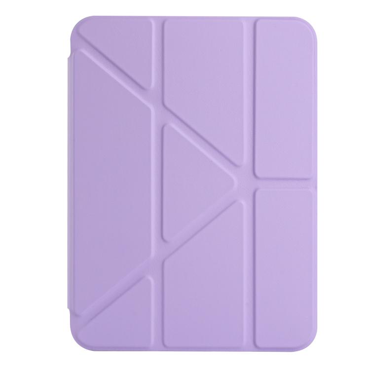 Funda de cuero inteligente con tapa tipo billetera y deformación para iPad mini 2024/mini 6 (morado)