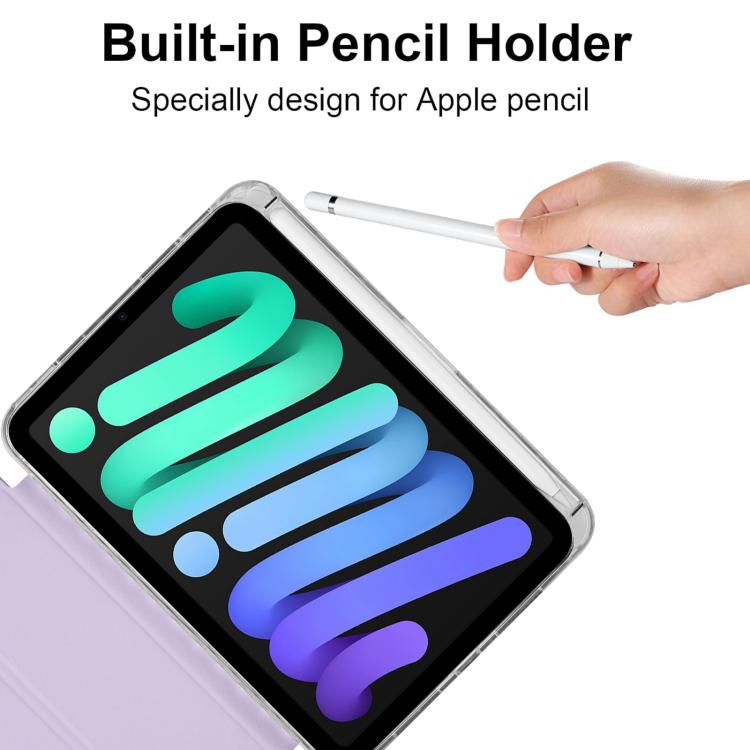 Funda de cuero inteligente con tapa tipo billetera y deformación para iPad mini 2024/mini 6 (morado)