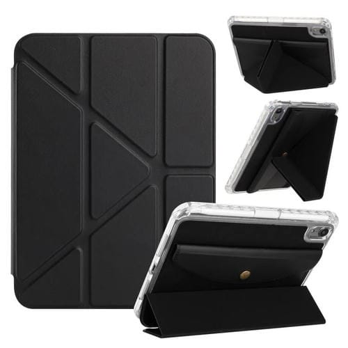 Funda de cuero inteligente con tapa tipo billetera y deformación para iPad mini 2024/mini 6 (negro)