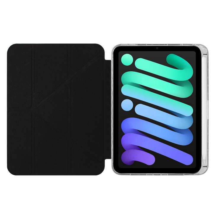 Funda de cuero inteligente con tapa tipo billetera y deformación para iPad mini 2024/mini 6 (negro)