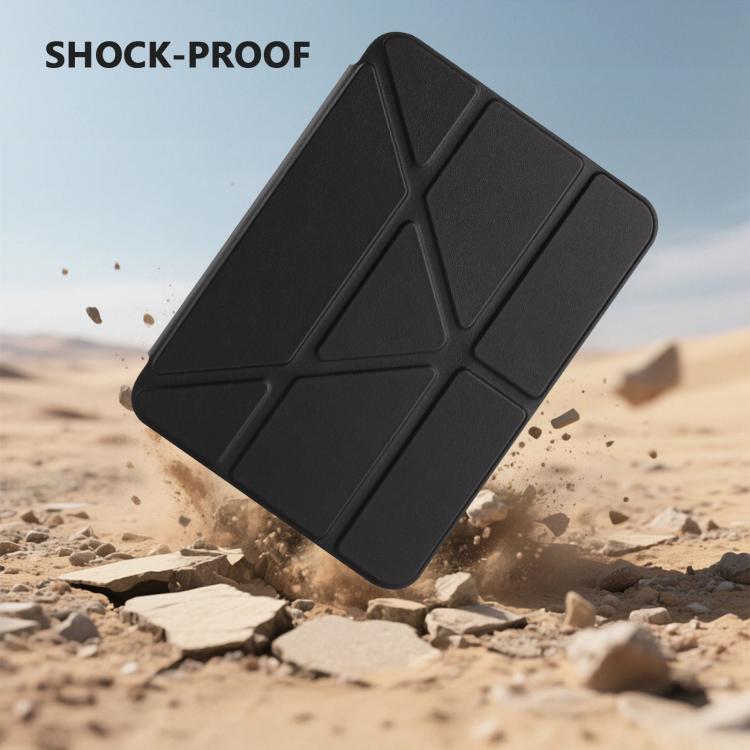 Funda de cuero inteligente con tapa tipo billetera y deformación para iPad mini 2024/mini 6 (negro)