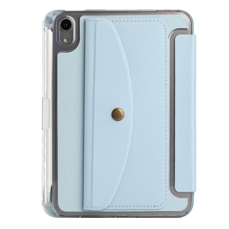 Funda de cuero inteligente con tapa tipo billetera y pliegue en Y para iPad mini 2024/mini 6 (azul cielo)