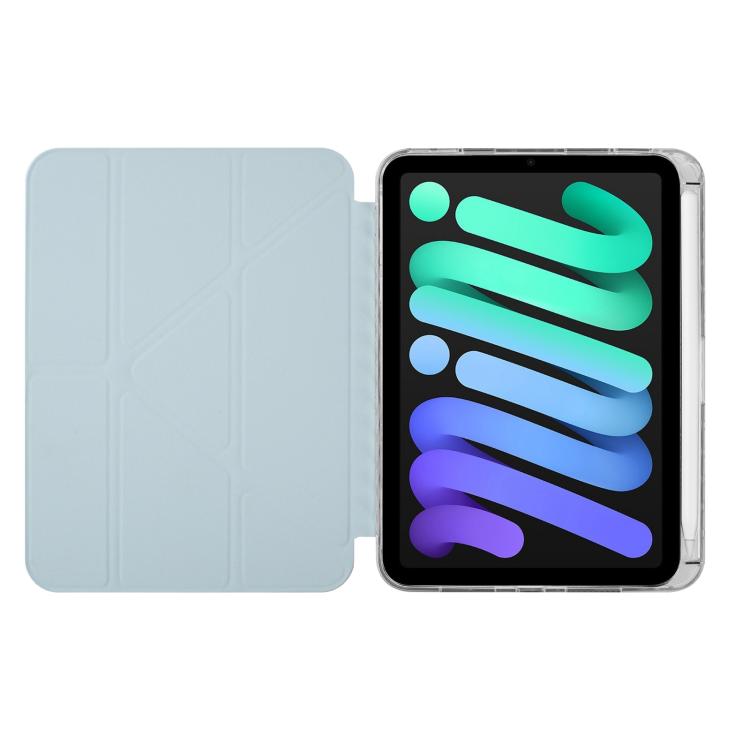 Funda de cuero inteligente con tapa tipo billetera y pliegue en Y para iPad mini 2024/mini 6 (azul cielo)