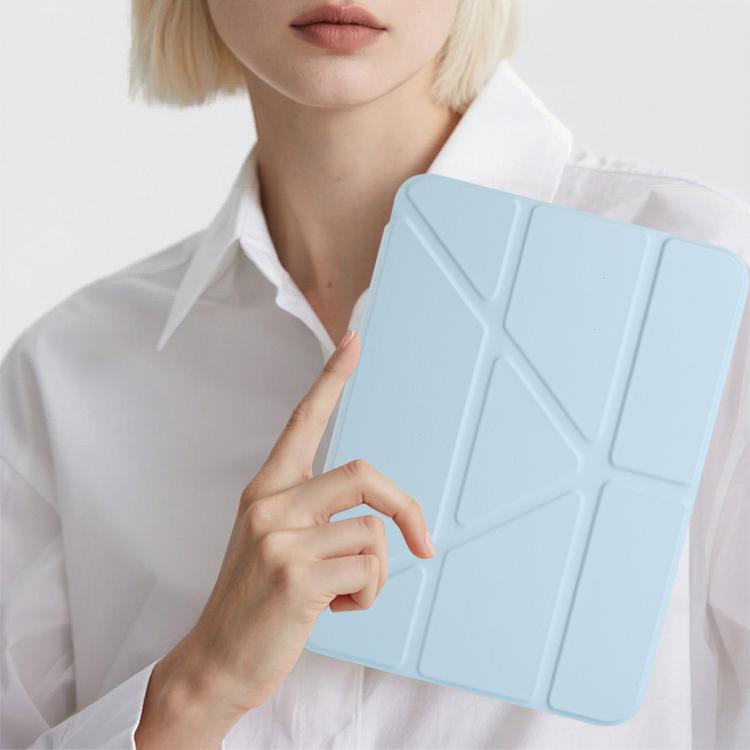 Funda de cuero inteligente con tapa tipo billetera y pliegue en Y para iPad mini 2024/mini 6 (azul cielo)