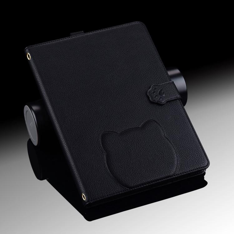 Funda de piel de lichi con tacto de gato para Xiaomi Pad 7 (negra)