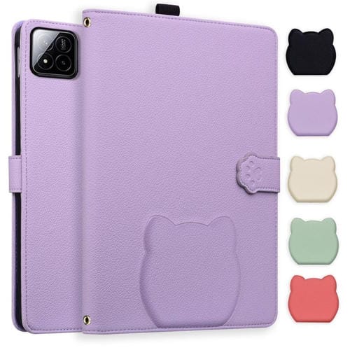 Funda de piel de lichi con tacto de gato para Xiaomi Pad 7 (morada)