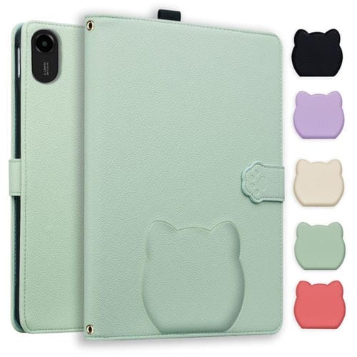 Funda de piel de lichi con tacto de gato para Xiaomi Redmi Pad 2 (verde)