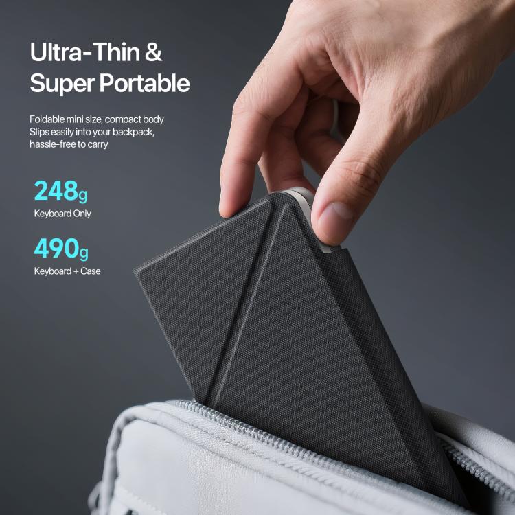 Funda de cuero para tableta DUX DUCIS OK Fold Series con teclado inalámbrico Bluetooth táctil de dos pliegues (negro)