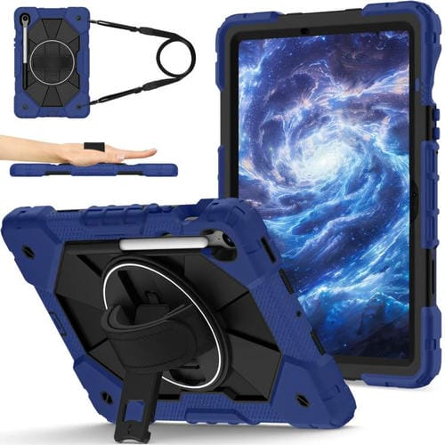 Funda híbrida de silicona con diseño de robot para Samsung Galaxy Tab S10 FE/S9 (negro marino)