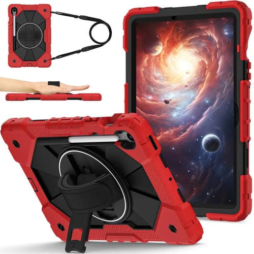 Funda híbrida de silicona con diseño de robot para Samsung Galaxy Tab S10 FE/S9 (rojo y negro)